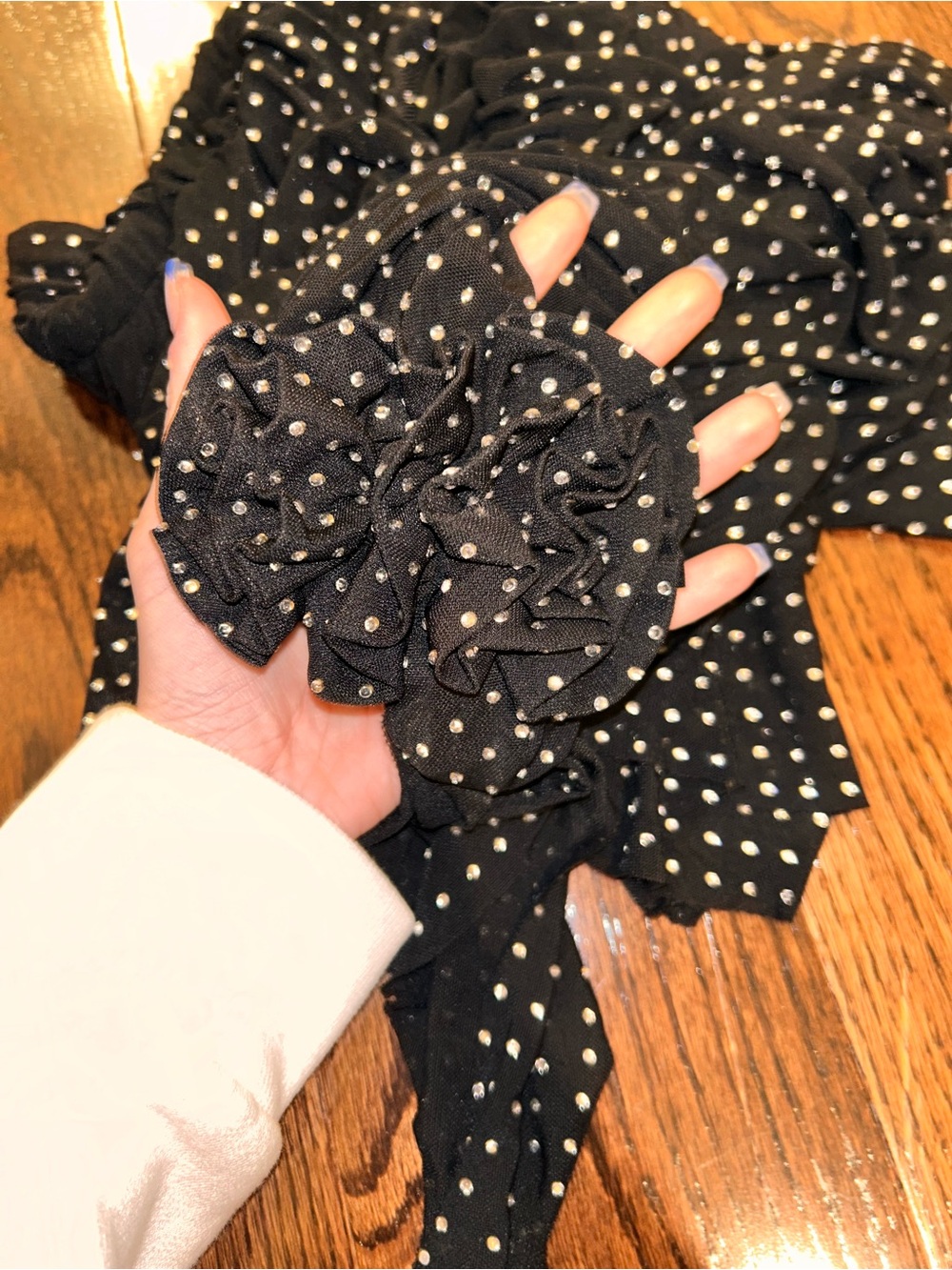 Black Strapless Rhinestone Ruched Dress - Picture 5 of 6